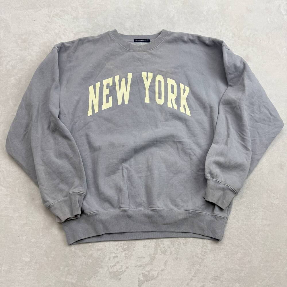 Brandy Melville New York Women's Oversized Crewneck Sweatshirt Grey